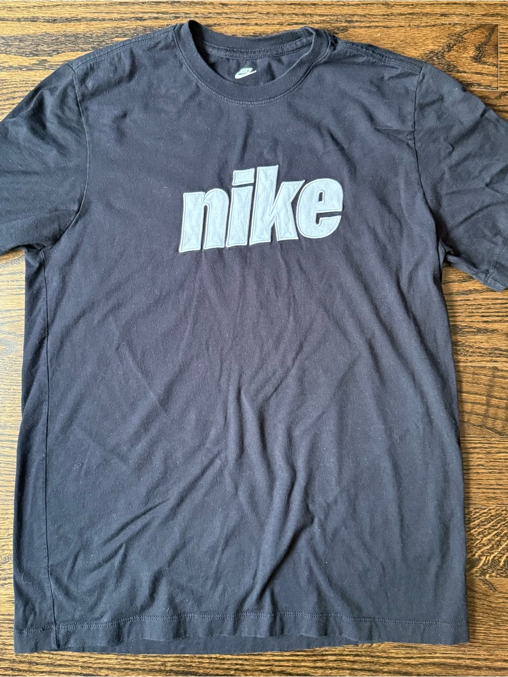 Nike Black Short-Sleeve Tee with Gray Script Logo